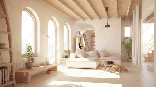 Contemporary Interior Design Background. Minimal Home. Generative AI.