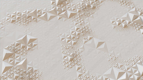 Light Futuristic Surface with Tetrahedrons. White, Abstract 3d Wallpaper.