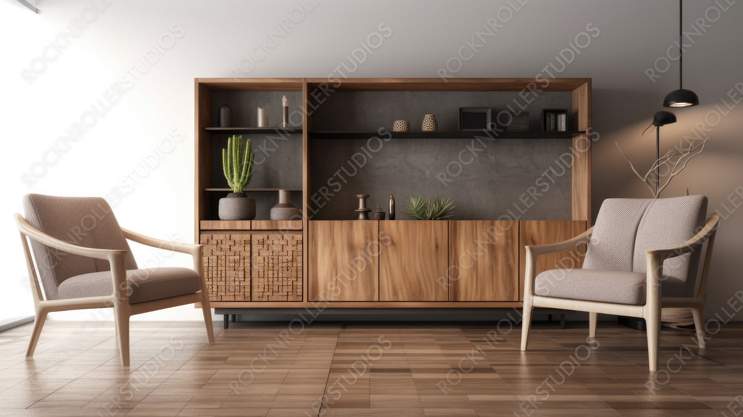 Modern Home Background. Stylish Interior Design. Generative AI.