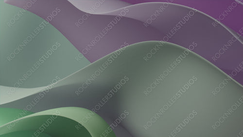 Green and Violet Curvy Surfaces. Elegant Abstract 3D Background. 3D Render.