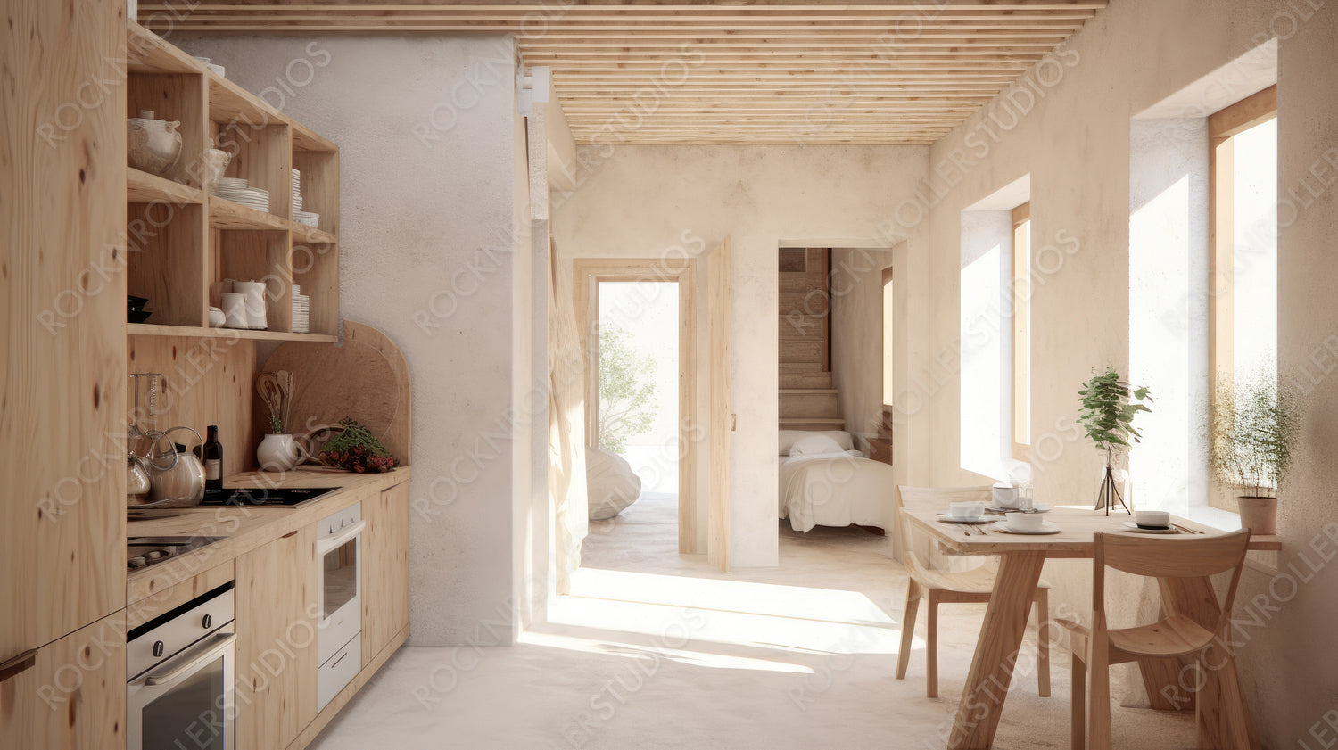 Stylish Home. Minimal Interior Design Background. Generative AI.