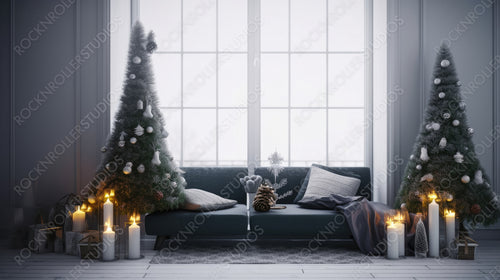 Stylish Interior Design Background. Christmas Home. Generative AI.