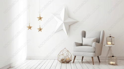 Contemporary Interior Design Background. Christmas livingroom. Generative AI.