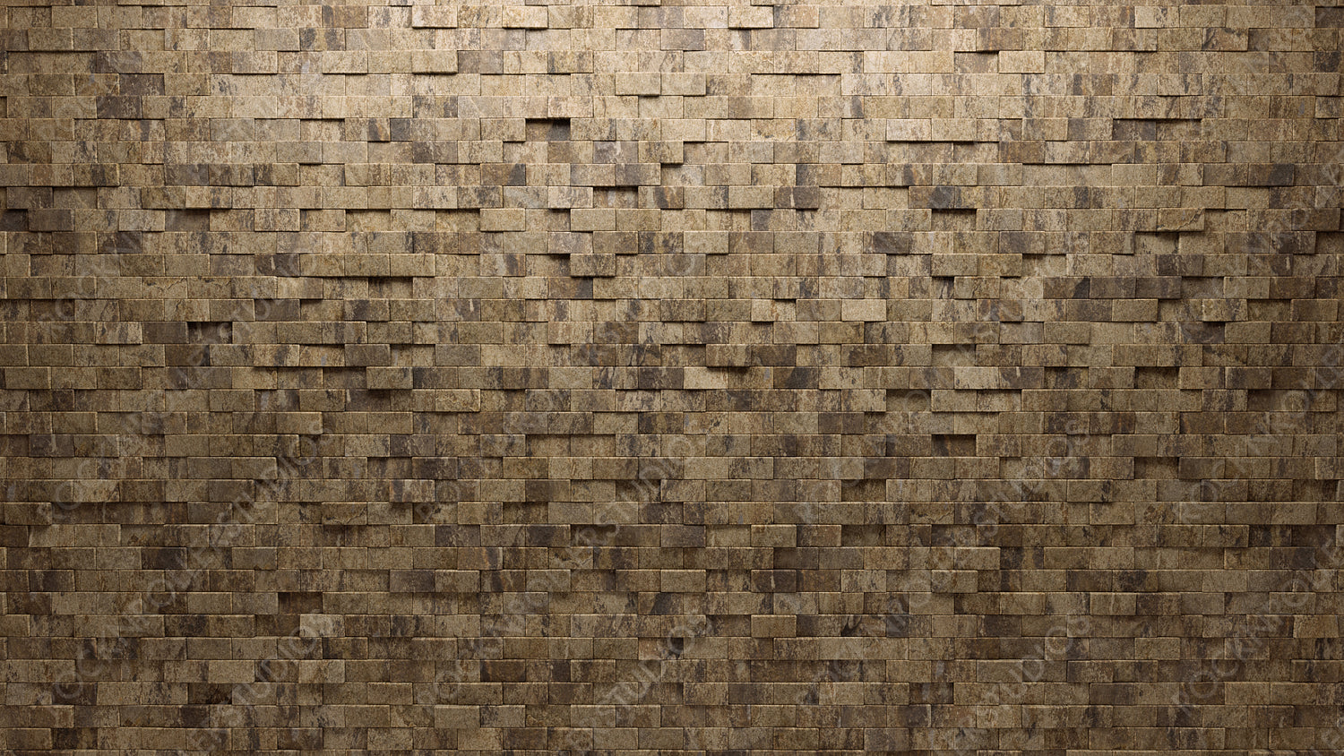 Polished, Textured Wall background with tiles. Rectangular, tile Wallpaper with Natural Stone, 3D blocks. 3D Render