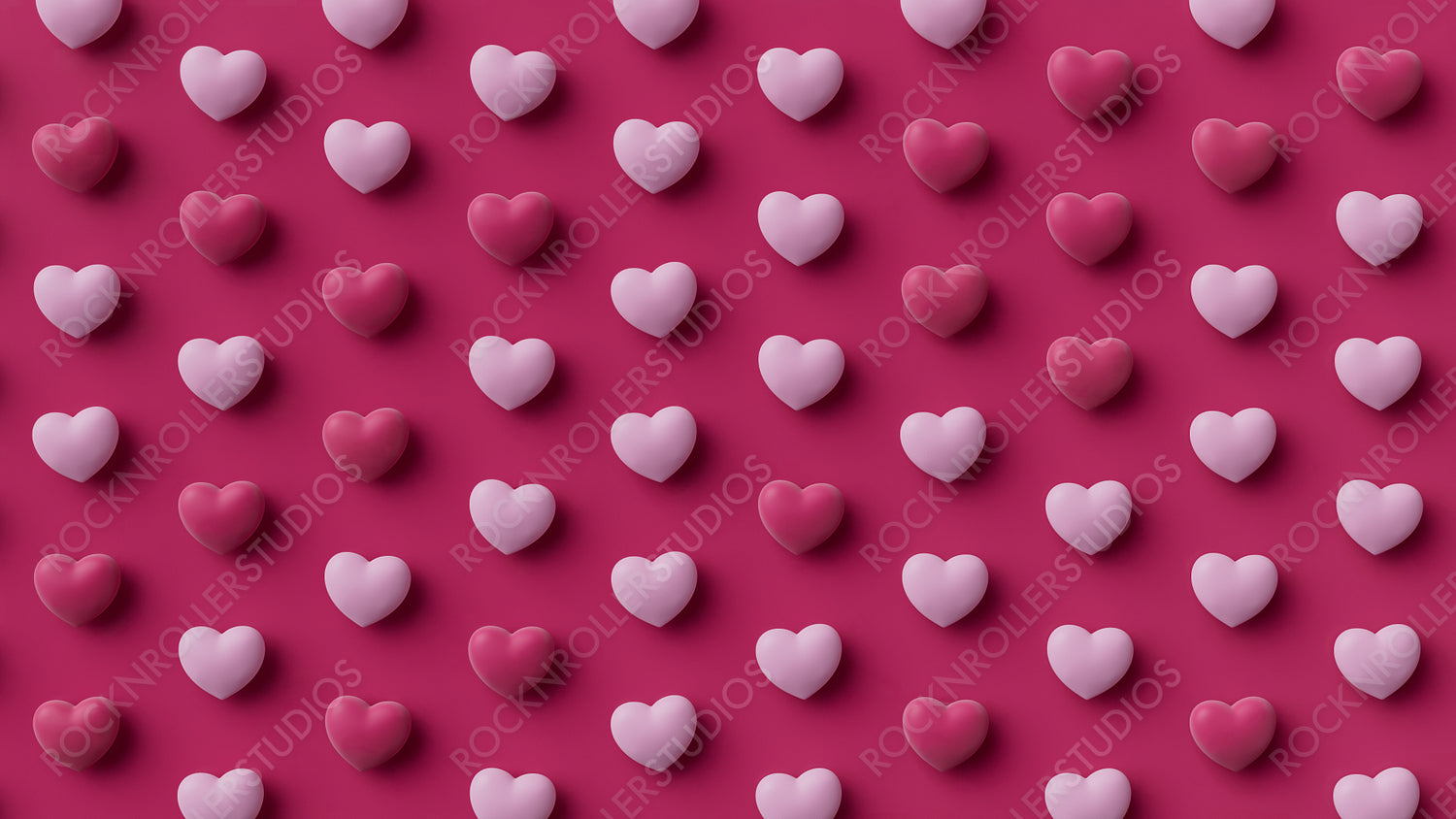 Multicolored Heart background. Valentine Wallpaper with Light Pink and Dark Pink love hearts. 3D Render 