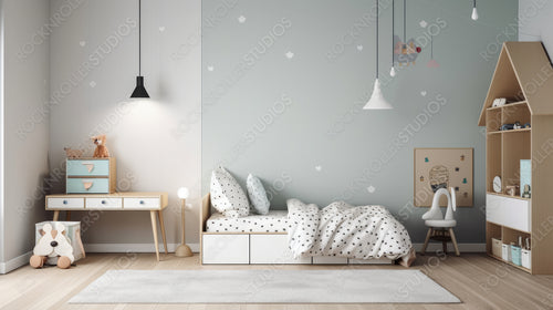 Contemporary Interior Design Background. Modern Bedroom. Generative AI.