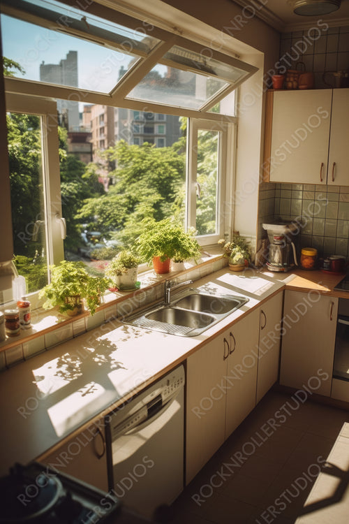 Modern Interior Design Background. Stylish Kitchen. Generative AI.