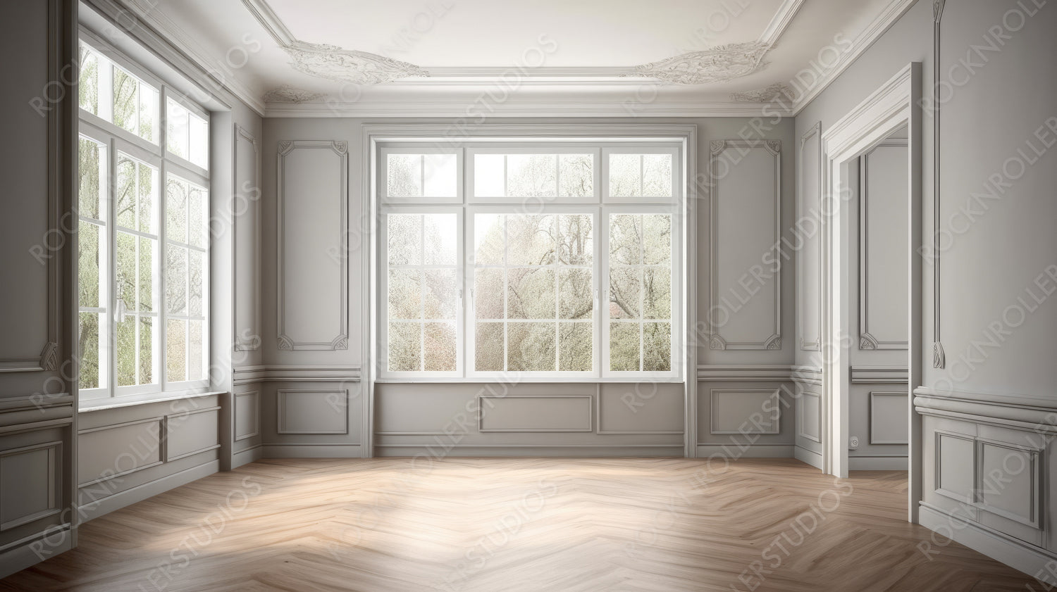 Classical Room. Stylish Interior Design Background. Generative AI.
