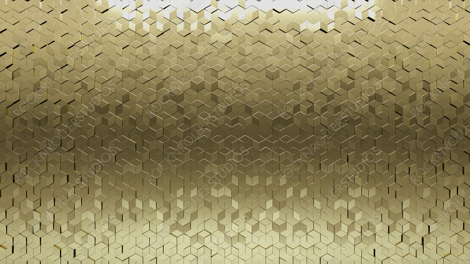 Luxurious, Polished Wall background with tiles. Diamond Shaped, tile Wallpaper with 3D, Gold blocks. 3D Render