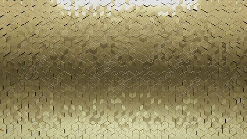 Luxurious, Polished Wall background with tiles. Diamond Shaped, tile Wallpaper with 3D, Gold blocks. 3D Render