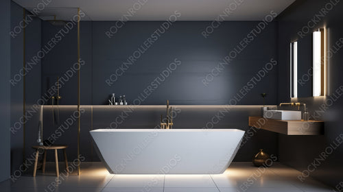 Minimal Interior Design Background. Contemporary Bathroom. Generative AI.