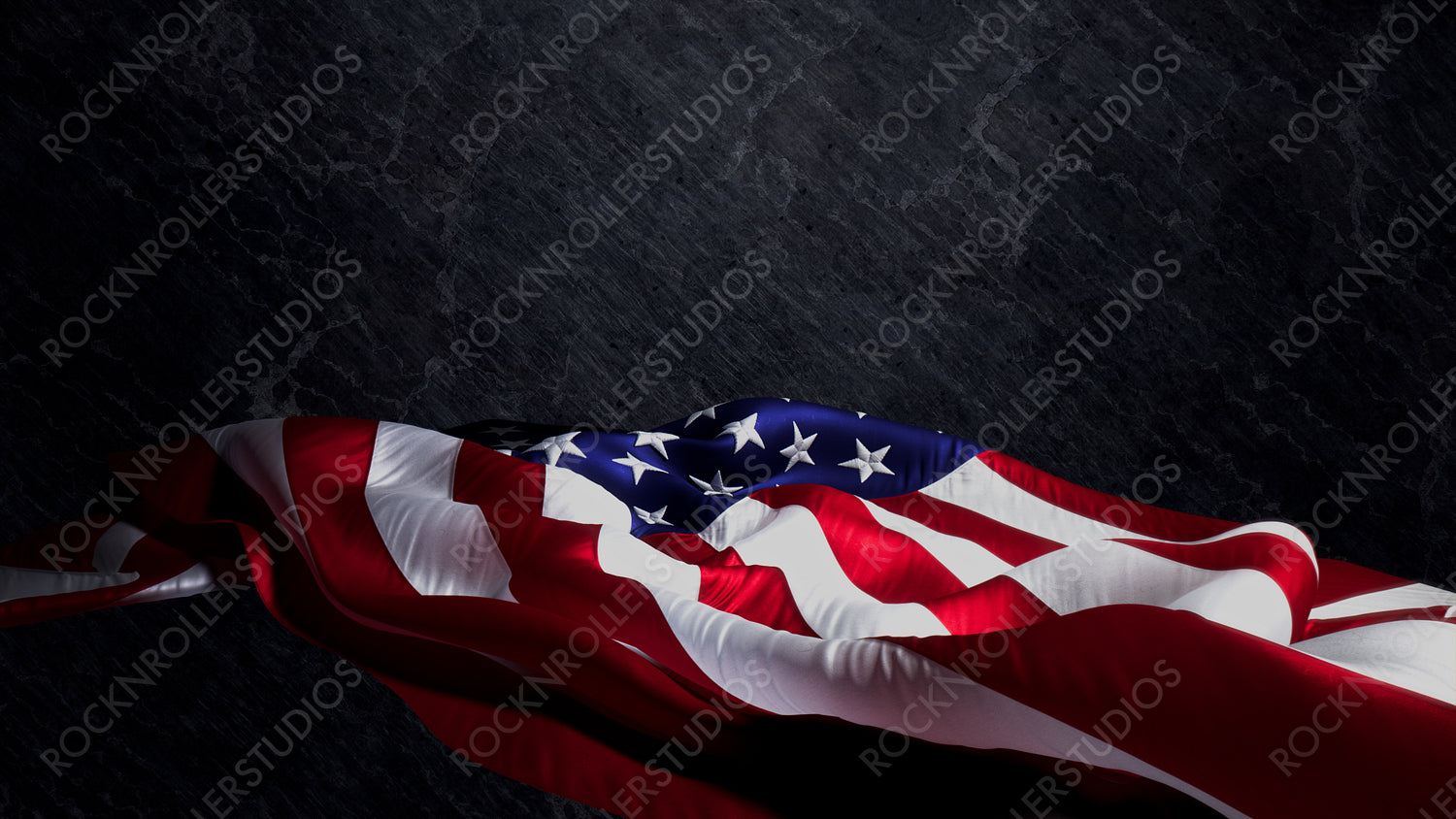 Presidents day Banner. Premium Holiday Background featuring American Flag on Black Stone with Copy-Space.
