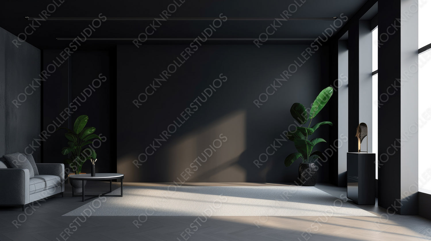 Stylish Living Room. Modern Interior Design Background. Generative AI.