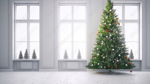 Stylish Home. Christmas Interior Design Background. Generative AI.
