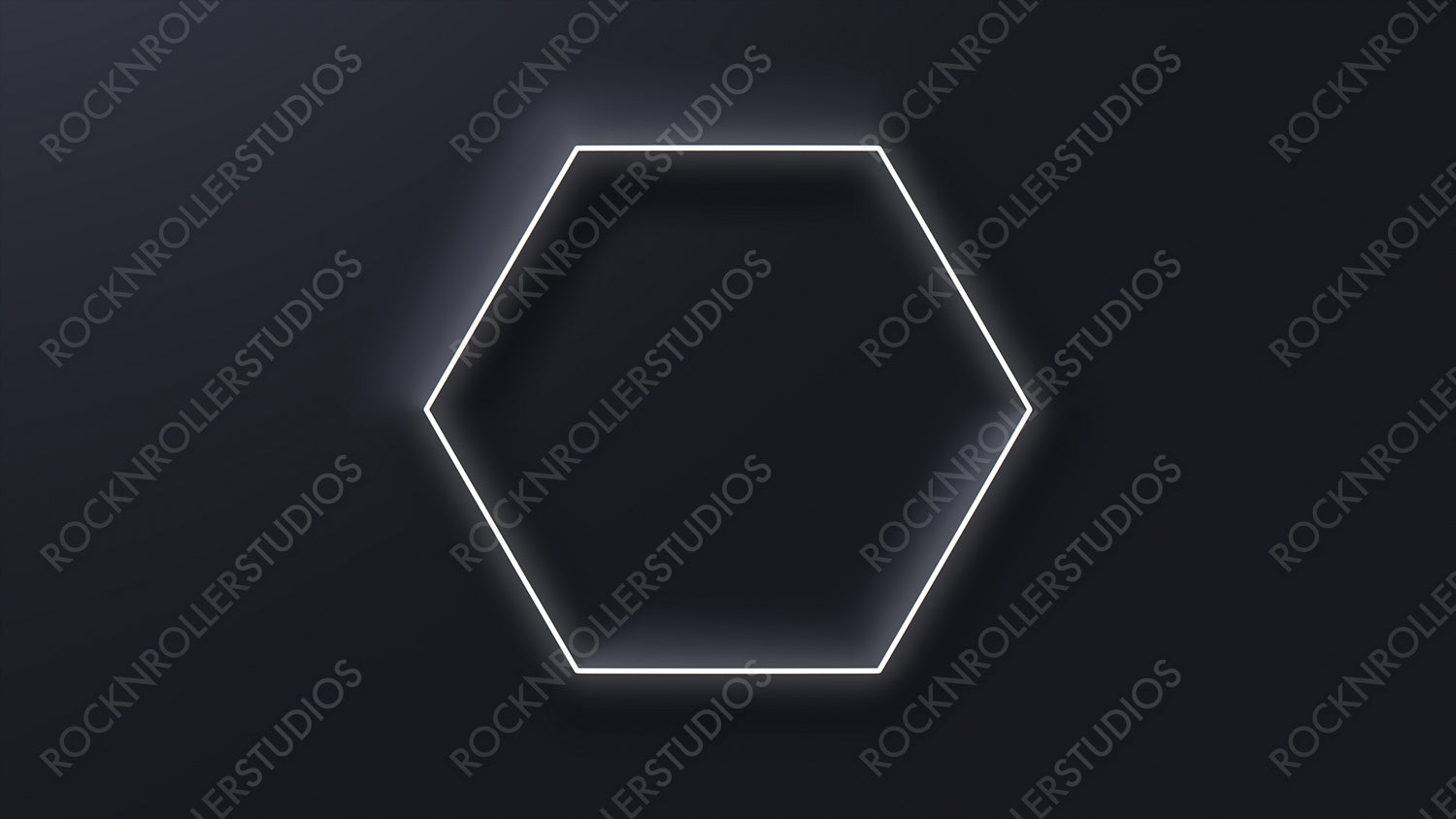 Minimalist Tech Background with Raised Hexagon and White Illuminated Edge. Black Surface with Embossed 3D Shape. 3D Render.