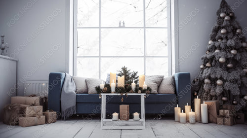 Contemporary Interior Design Background. Christmas Home. Generative AI.