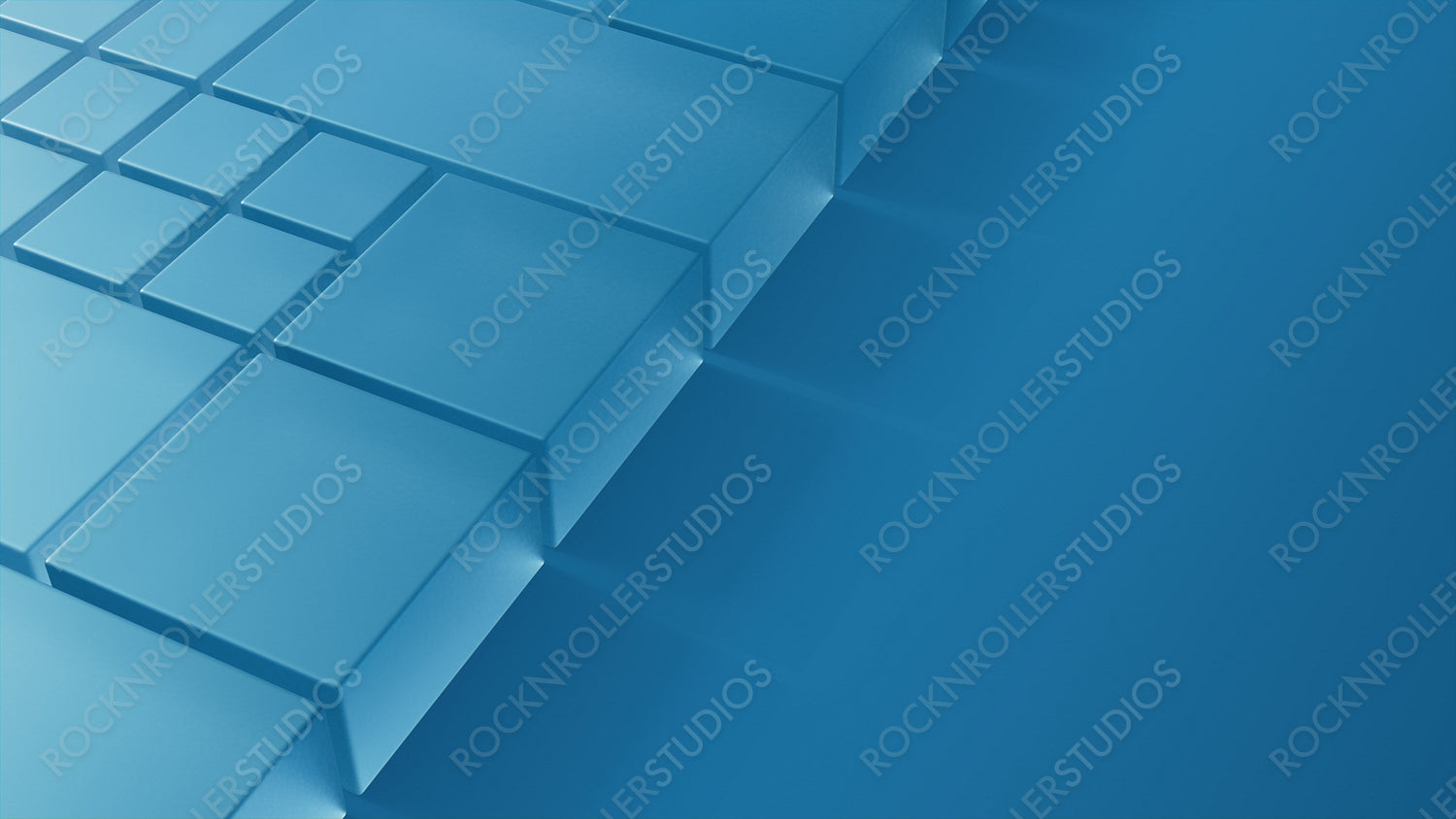 Translucent Blocks on a Blue Surface. Visionary Tech Design with copy space. 3D Render.