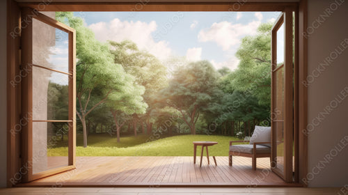 Modern Terrace. Stylish Interior Design Background. Generative AI.
