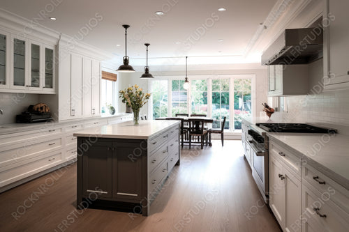 Stylish Interior Design Background. Modern Kitchen. Generative AI.