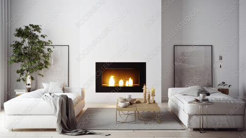 Stylish Interior Design Background. Scandinavian Home. Generative AI.