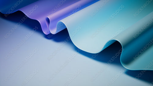 Trendy, Violet and Turquoise Surface with Waves. Abstract 3D Background.