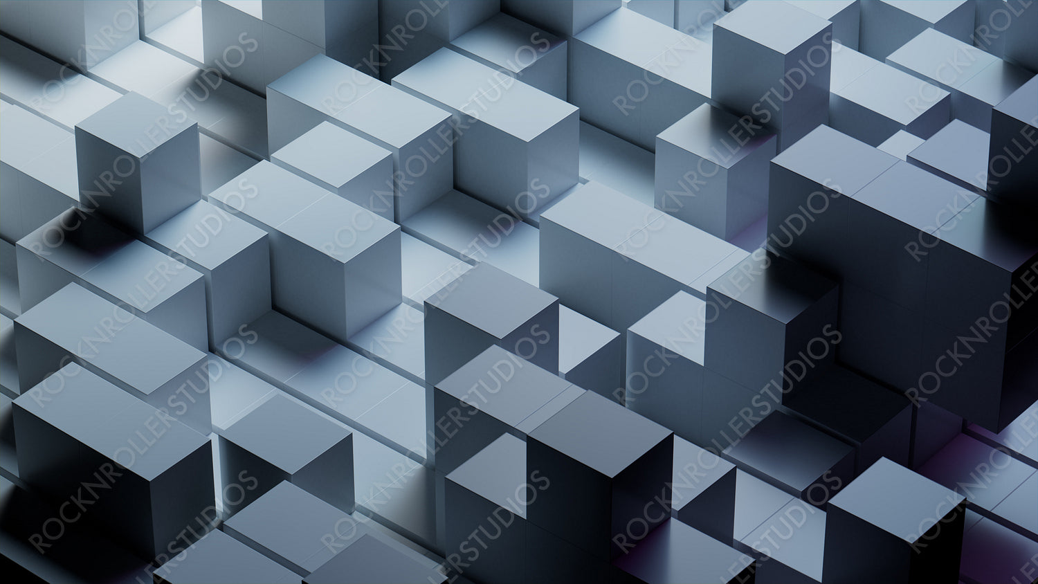 Contemporary Tech Background with Neatly Arranged Glossy Blocks. Grey, 3D Render.