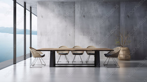 Stylish Dining room. Minimal Interior Design Background. Generative AI.