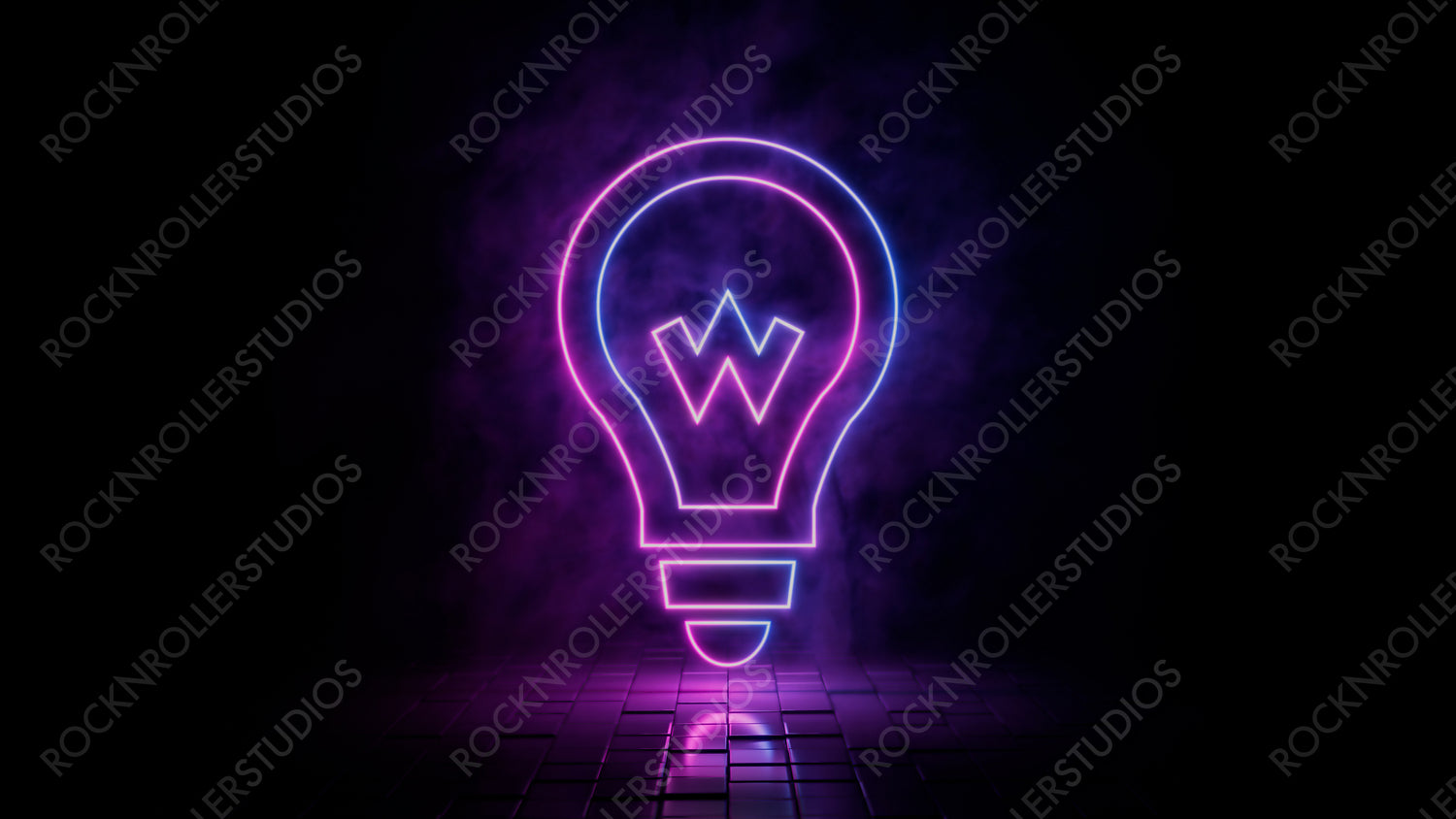 Pink and blue neon light lightbulb icon. Vibrant colored bulb technology symbol, isolated on a black background. 3D Render