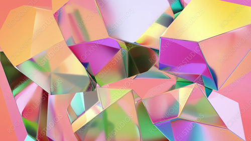 Abstract 3D Colorful Shapes, animated background. Seamless Loop.