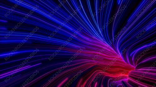 Colorful Lines Tunnel with Purple, Blue and Pink Swirls. 3D Render.