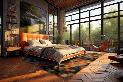 Luxury Bedroom. Contemporary Interior Design Background. Generative AI.