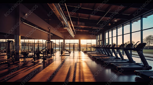 Modern Gym Background. Stylish Interior Design. Generative AI.