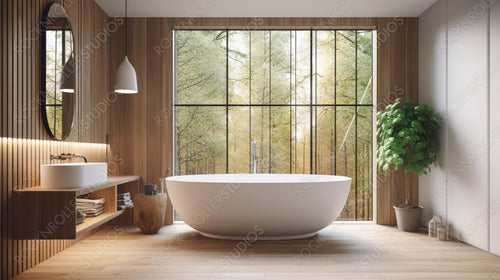 Modern Bathroom. Stylish Interior Design Background. Generative AI.