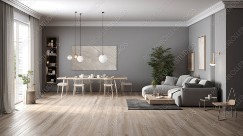 Contemporary Living Room. Modern Interior Design Background. Generative AI.