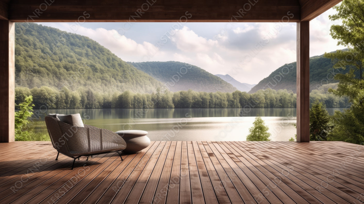 Modern Terrace Background. Contemporary Interior Design. Generative AI.
