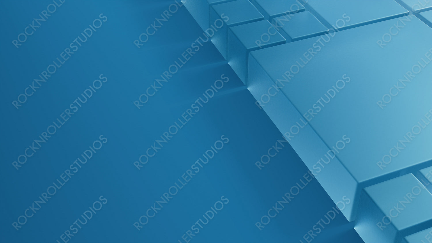Acrylic Blocks on a Blue Surface. Visionary Tech Concept with copy space. 3D Render.
