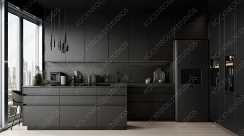 Minimal Kitchen Background. Stylish Interior Design. Generative AI.