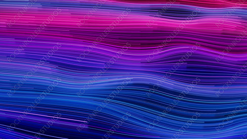 Purple, Blue and Pink Colored Stripes form Abstract Neon Lines Background. 3D Render.