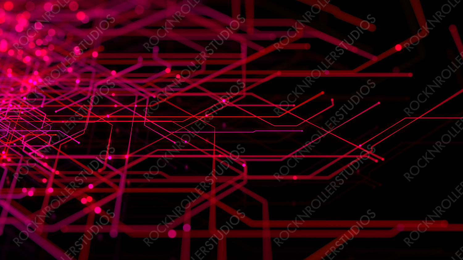 Red and Pink Geometric Lines form a Futuristic Technical Grid. Computing Concept.