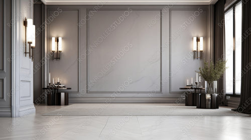 Luxury Living Room Background. Contemporary Interior Design. Generative AI.