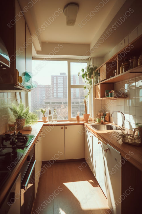 Stylish Kitchen. Modern Interior Design Background. Generative AI.
