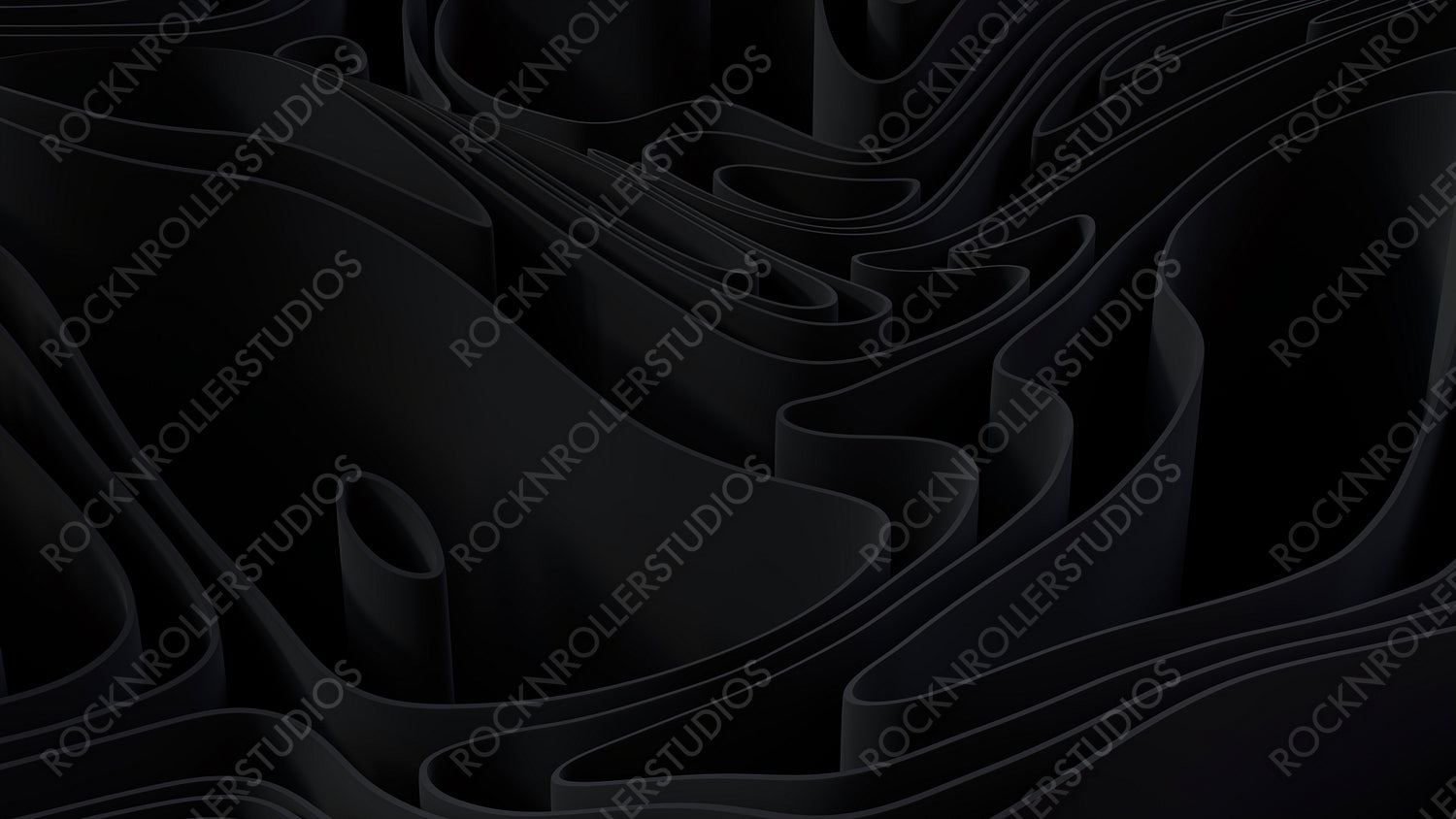 Black 3D Undulating lines ripple to make a Dark abstract background. 3D Render.  