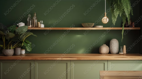 Modern Interior Design Background. Contemporary Kitchen. Generative AI.
