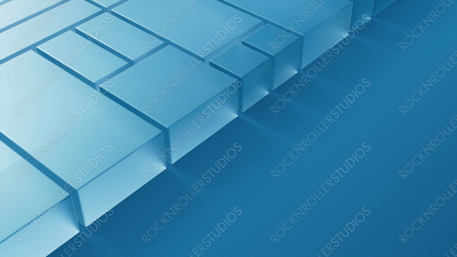 Frosted Glass Shapes on a Blue Surface. Innovative Tech Design with space for text. 3D Render.