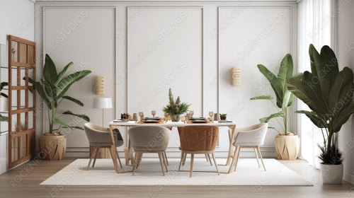 Contemporary Dining room. Modern Interior Design Background. Generative AI.
