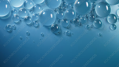 Condensation Drops on Blue Background. Macro Wallpaper with Copy-Space.