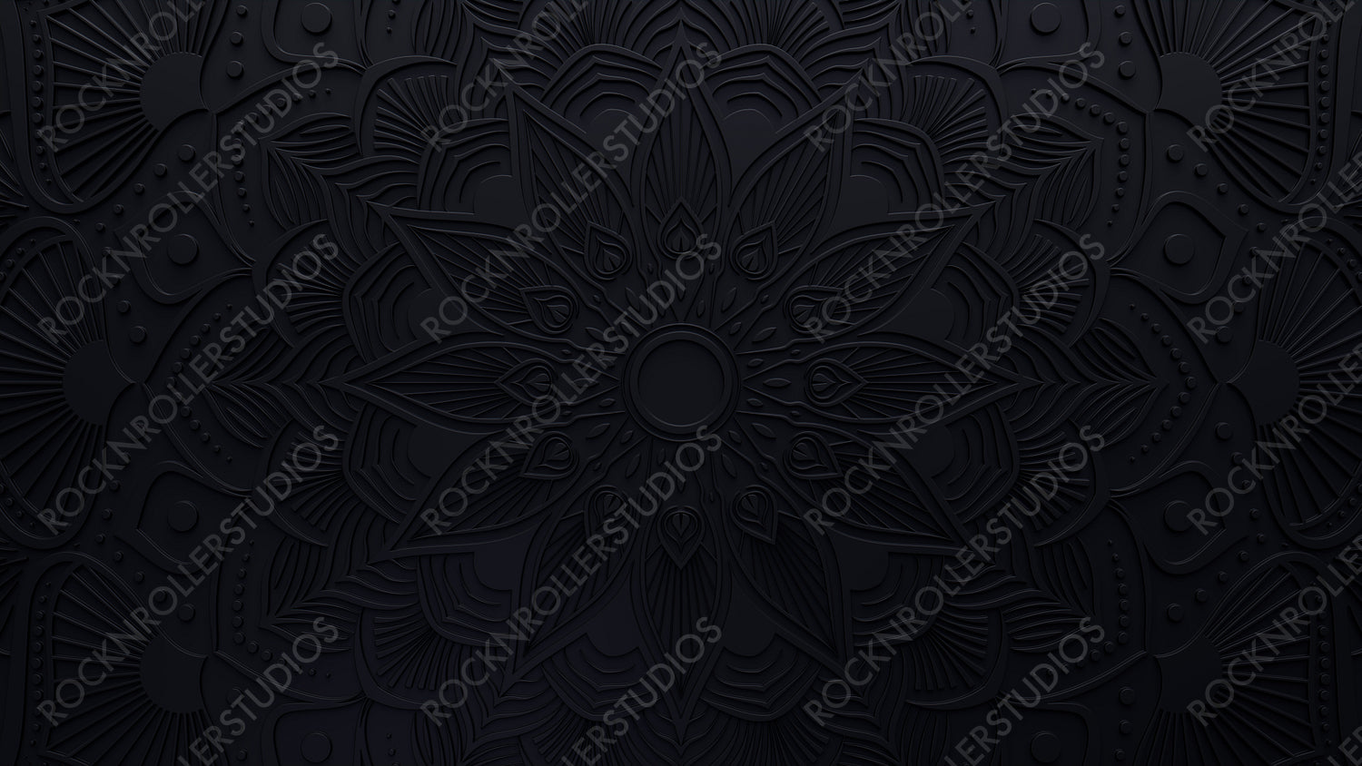 Black Decorative Pattern Wallpaper. Three-dimensional Diwali Festival Concept. 3D Render.