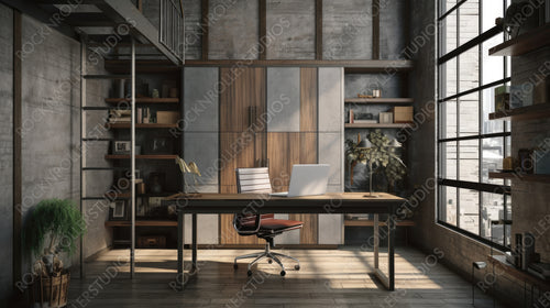 Stylish Interior Design Background. Industrial Home. Generative AI.