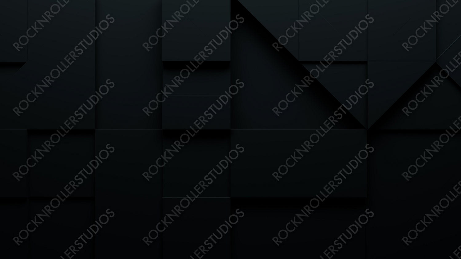 3D blocks of different shapes and sizes interlock to create a wall. Black Tech background .