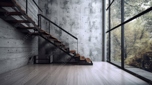 Loft Interior Design Background. Stylish Home. Generative AI.